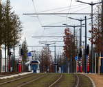 Steigungen und Kurven findet man auf der neuen Luxemburger Straßenbahnstrecke im Dezember 2017 eigentlich noch nicht.