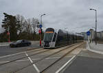 Am 18.02.2024 war Wagen 125 der Luxemburger Straenbahn in Richtung Bonneweg unterwegs und hat gerade die Adolphe-Brcke und damit das Petrustal berquert