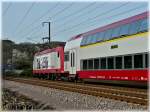 Die CFL 4014 mit ihrer Werbung in eigener Sache zieht am 10.04.2011 ihre DoStos durch die frhlingshafte Landschaft in Erpeldange/Ettelbrck. (Hans) 