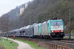 ATLU 186 208 mit 185 612 bei Stolzenfels/Koblenz auf der linken Rheinseite 14.3.2024
