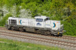 Rail Bavaria Logistic  / Nexrail 4185 109 names Bene am 9 Mai 2026 bei Feldmoching. Dazu ganz genau :
92 80 4185 109-0 D-NXRL Vossloh Typ DE 18 Nummer 5502575 der Bauart Bo'Bo'-de aus dem Baujahr2024.