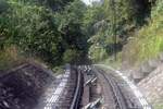 Streckenabschnitt der KBB (Keretapi Bukit Bendera, allgemein als Penang Hill Railway bekannt) zwischen der Talstation (Lower Station) und der Stesen Tengah (Middle Station) am 18.Februar 2025.
