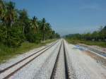 Die neuen Bahngleise der malaysischen Hauptstrecke am 14.01.2013 zwischen Padang Besar und Alor Setar.