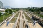 Blick vom Übergang in der KTM Stesen Bukit Tengah in Richtung Bukit Mertajam.