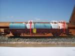 Roco Flachwagen mit selbst erstellter Ladung W50 Fhrerhuser und Druckkessel´n mit Zurrgurten aus Rotem Klebeband 