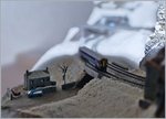  Winter  ist nicht immer eitel Sonnenschein, auch im Modell nicht.
Ein Class 153 ist bei  Cwynbachcwm unterwegs.
T-Gauge - 1:450 - 3 mm Spur.
9. Okt.2016