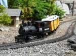Gartenanlage Hotel Bellevue in Wengen - LGB / US Dampflok mit Personenwagen unterwegs am 13.07.2013