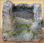 Meine Interpretation des  Felsenfensters  der BRB im Massstab 1:220 in Würfelform mit je 10.5 cm Kantenlänge.