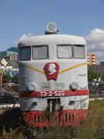 Diesellok T3-2-522 in das Eisenbahn Museum von Mongolei in Ulaanbaatar am 16-9-2009.