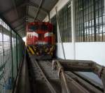 Eine Diesellok neben dem leider geschlossenen Eisenbahnmuseum von Maputo am 01.12.2014.