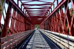 Eine kombinierte Fußgänger/Radfahrer/Auto/Eisenbahnbrücke in Neuseeland am 02.02.2014 gegen Vormittag aufgenommen.Ort Hokitika