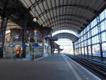 Blick von Ost nach West durch die Bahnhofshalle Haarlem.