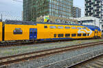 Der Steuerwagen des elektrischen Triebzuges 8738, welcher hier Anfang September 2026 gerade am Hauptbahnhof in Utrecht einf�hrt.
