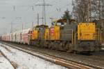 Railion NL 6465  Lammert  und 6467 fahren am 16.2.10 durch Ratingen-Lintorf