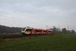 Ein Spurt (GTW 2/8) von Arriva, sonst auf der Wiederline zwischen Groningen und Leer beheimatet, unterwegs auf der Hamm-Osterfelder Bahn bei Neustadt (12.12.2022)