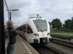 GTW 10303 als Zug 81125 auf Testfahrt nach Groningen in Zuidbroek - 30. August 2006
GTW 10303 bezig met een proefrit als trein 81125 naar Groningen in Zuidbroek - 30 augustus 2006