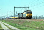 NS 1155 mit IC-2513 von Den Haag CS nach K�ln Hbf zwischen America und Horst-Sevenum am 27.03.1981. Gep�ckwagen 51 84 9540 008. Scan 92256.