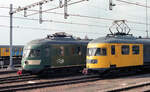 Wochenendruhe in Zwolle mit NS 244 (gr�n) neben NS 299 (gelb) am 22.03.1981.
