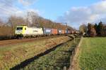 186 156-6 Captrain mit einem Containerzug bei Horst aan de Maas am 09.01.2019  