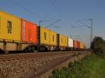 Containerwagen im DGS 43558 von Germersheim nach Antwerpen-DS Berendrecht (B), bei Erbach (Rheingau); 10.10.2010