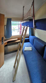Blick in eines der beiden Schlafzimmer des Salonwagens SR 8, welcher in den Jahren 1952/1953 f�r Prinz Bernhard der Niederlande auf Basis eines 1932 gebauten Personenwagens hergerichtet wurde.
