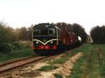 Lok 11 der MBS (die frhere NS 451) mit Gterzug 54G Boekelo-Haaksbergen bei Haaksbergen am 22-4-2001.