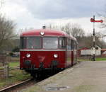 Ein Schinenbus von der ZLSM steht in Simpelveld(NL). 
Aufgenommen von Bahnsteig in Simpelveld(NL). 
Bei Wolken am Nachmittag vom 17.3.2019.
