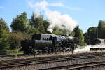 Dampflok 52532 der ZLSM war am 5.9.2026 f�r einen Zug nach Kerkrade vorgesehen.
Um 10.02 Uhr rangierte sie im Gleisvorfeld am Depot der ZLSM in Simpelveld.
