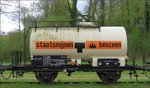 Ein alter Kesselwagen der niederländischen Staatsbahn stand am 17.April 2016 bei der ZLSM in Simpelveld (NL) als Motiv zur Auswahl. 