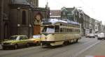 HTM 1011 ist im Februar 1980 auf der Linie 12 von Duindorp zur Station Centraal unterwegs.