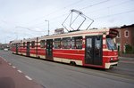Niederlande / Straenbahn (Tram) Den Haag: BN GTL8-I (Wagennummer 3001) von HTM Personenvervoer N.V., aufgenommen im April 2016 im Stadtteil Scheveningen in Den Haag.