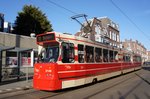   Niederlande / Straßenbahn (Tram) Den Haag: BN GTL8-II (Wagennummer 3146) von HTM Personenvervoer N.V., aufgenommen im April 2016 im Stadtbezirk Segbroek in Den Haag.