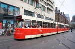 Niederlande / Straßenbahn (Tram) Den Haag: BN GTL8-I (Wagennummer 3092) von HTM Personenvervoer N.V., aufgenommen im April 2016 in der Innenstadt von Den Haag.