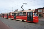 Niederlande / Straßenbahn (Tram) Den Haag: BN GTL8-II (Wagennummer 3136) von HTM Personenvervoer N.V., aufgenommen im April 2016 im Stadtteil Scheveningen in Den Haag.