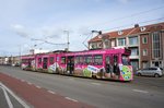Niederlande / Straßenbahn (Tram) Den Haag: BN GTL8-I (Wagennummer 3060) von HTM Personenvervoer N.V., aufgenommen im April 2016 im Stadtteil Scheveningen in Den Haag.