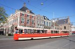 Niederlande / Straßenbahn (Tram) Den Haag: BN GTL8-II (Wagennummer 3147) von HTM Personenvervoer N.V., aufgenommen im April 2016 in der Innenstadt von Den Haag.