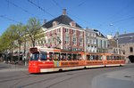 Niederlande / Straßenbahn (Tram) Den Haag: BN GTL8-II (Wagennummer 3124) von HTM Personenvervoer N.V., aufgenommen im April 2016 in der Innenstadt von Den Haag.