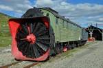 Dampfschneeschleuder der Jernebanevognsfabrik Thunes Verksted in Drammen, Snoplog Nr. 4, Baujahr 1914. Ausstellungsstck des Rallarmusseet Finse aufgenommen am 14.07.2010.