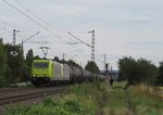 119 007-2 von RheinCargo zieht die 145 086-5 ebenfalls von RheinCargo und einen Kesselzug am 11.August 2016 bei Thüngersheim in Richtung Gemünden(Main).