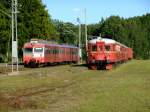 BM 69 11 begegnet seinem Vorgnger auf der Strecke, dem BM 86 24 der mit einem Steuerwagen und einem weiteren BM 86 in Rise abgestellt ist.