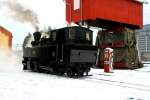 Lok Nr.7 rangiert vor der alten Bekohlungsanlage und der Dieselzapfsule in Srumsand; 06.12.2009