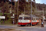 Oslo Oslo Sporveier Ekebergbanen SL 16 (Tw 1003) Hst. Sjømannshjemmet (: Das Seemannsheim) am 8. Mai 1971. - Die Haltestelle heißt jetzt  Ekebergparken . - Scan eines Farbnegativs. Film: Kodak Kodacolor X. Kamera: Minolta SRT-101.