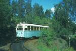 Oslo 22-08-1979 Ekebergbahn Wendeschleife im Wald Tw 198
