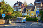 Kjelsåsbanen Straßenbahn Strømmen /Duewag SL79 #127 der Linie 112 am 30.08.2021, Grefsenveien, Oslo.