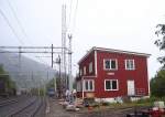 Bahnhof Rombak, Bedarfshaltestelle, nur sehr wenig benutzt, am 05.09.2007, dort wurden neu Oberleitungsmasten gesetzt.