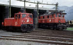 ÖBB Kleinlok X 260.100 und 1245 001 im Jahr 1990 in Saalfelden.