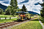 X 626.109 der Gailtalbahn Betriebs GmbH, fährt als Mess 9901 (Hermagor - Kötschach-Mauthen), aus dem Bahnhof Dellach im Gailtal aus.