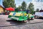 Bei der Sonnenland-Draisinentour fährt auch die Raaberbah Draisine :-)
Aufgenommen am 5.8.2017 im Bahnhof Lackenbach.