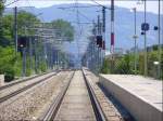 Leobendorf - Burg Kreuzenstein. Foto wurde von einem Bahnbergang aus gemacht. 