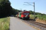 Hier durchfährt ein Triebwagen der Gleichenberger Bahn gerade die Haltestelle Burgfried bei Km 11,5 in Richtung Feldbach, Juni 2014